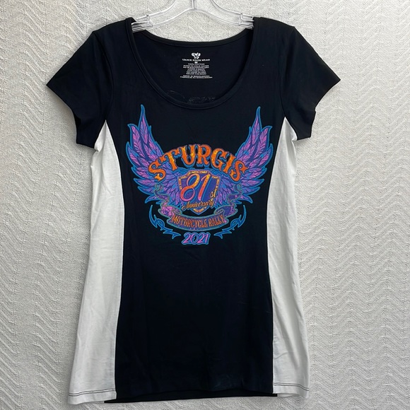 Sturgis SD 81st Anniversary Biker Rally 2021 Ladies Scoop Neck Tee *note - Picture 1 of 15